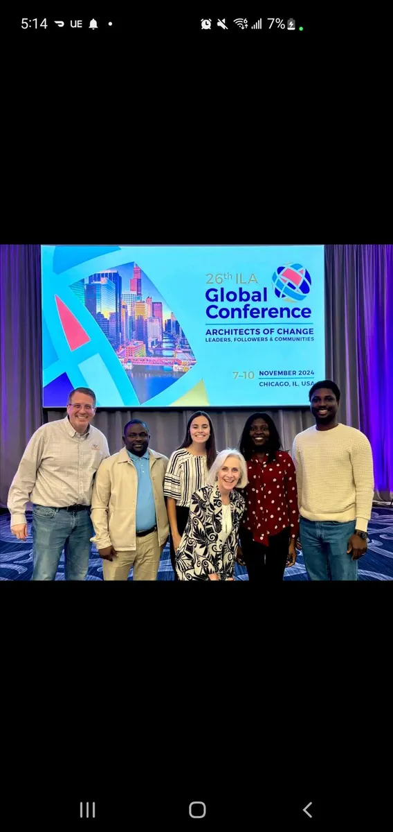 Bolanle Adebayo with colleagues at the 26th International Leadership Association Global Conference in Chicago